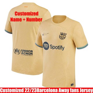 เสื้อกีฬาแขนสั้น ลายทีมชาติฟุตบอล Barcelona Away 22-23 ชุดเหย้า