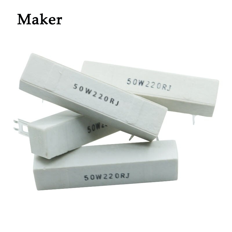 ตัวต้านทานซีเมนต์ พลังงานสูง 50W 1R 2 3 4 5 6 8 10 12 20 25 100 200 300 330 500 โอห์ม