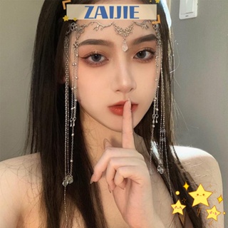 Zaijie24 ที่คาดศีรษะ ประดับพู่คริสตัล รูปหยดน้ํา สําหรับเจ้าสาว