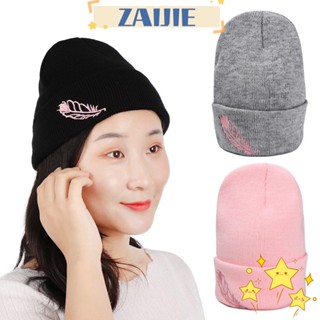 Zaijie24 หมวกถัก คุณภาพสูง ใบไม้ หมวกถัก ฤดูใบไม้ร่วง Skullies หมวกอุ่น