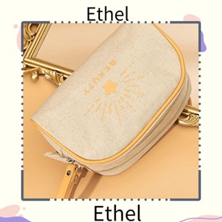 Ethel1 กระเป๋าเครื่องสําอาง ผ้าลินิน ความจุขนาดใหญ่ ล้างได้