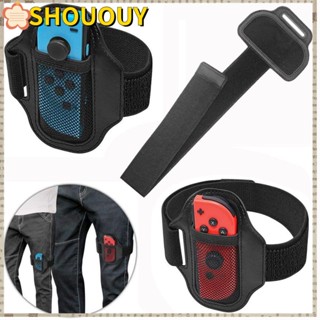 Shououy สายคล้องขา ระบายอากาศ ปรับได้ สีดํา สําหรับ Nintendo Switch Joycon 2 ชิ้น