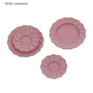 [little.coconut] จานโลหะจิ๋ว สีชมพู สําหรับตกแต่งบ้านตุ๊กตา 1:12 4 ชิ้น ต่อชุด