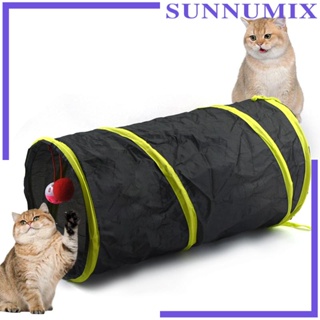 [Sunnimix] เต็นท์อุโมงค์ แบบโต้ตอบ พร้อมของเล่น พับได้ สําหรับสัตว์เลี้ยง แมว กระต่าย