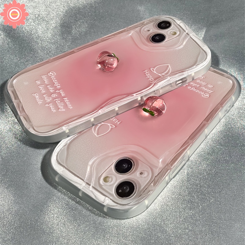 เคสโทรศัพท์มือถือ ไล่โทนสีชมพูพีช 3D พร้อมสายคล้องมือ สําหรับ Samsung A24 A34 A23 A04E A20 A32 A14 A04s A33 A31 A12 A13 A20s A21s A04 A50 A54 A52 A30 A50s A11 A10s A03 A51 A03s A52s A53