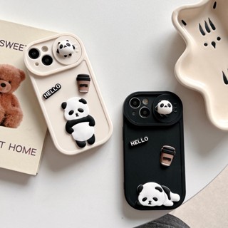 เคสโทรศัพท์มือถือนิ่ม ปิดด้านหลัง แบบป้องกัน ปิดกล้อง 3D ลายการ์ตูนน่ารัก มีตุ๊กตาเลื่อนได้ สําหรับ Iphone 11 12 13 14 Pro Max