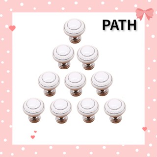 Path ลูกบิดประตูตู้เสื้อผ้า เซรามิค 10 สกรู สีขาว สีเงิน สําหรับห้องนอน 10 ชิ้น