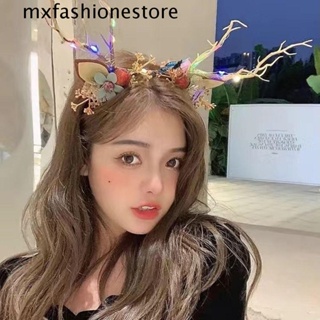 Mxfashione ที่คาดผม ลายกวาง กวาง ดอกไม้ ผีเสื้อ คริสต์มาส น่ารัก ขนาดใหญ่ ของขวัญวันเกิด สไตล์เกาหลี สําหรับตกแต่ง ถ่ายภาพ เขากวาง