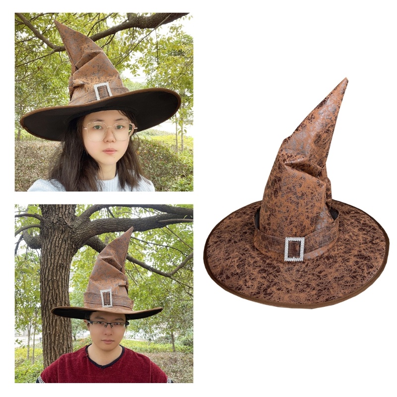 SPT* Halloween Party Witch Wizard Hat Wide Brim Pointed Hat Accessories Stylish