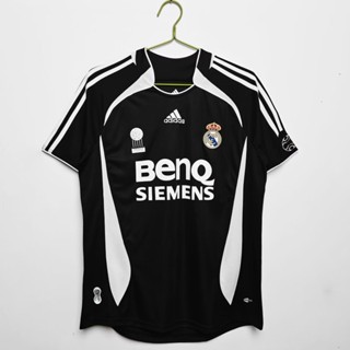 เสื้อกีฬาแขนสั้น ลายทีมฟุตบอล Real Madrid Second Guest 2006 07 ชุดเหย้า สไตล์เรโทร แห้งเร็ว ไซซ์ S-XXL