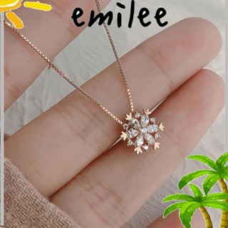 EMILEE เครื่องประดับ สร้อยคอโซ่ จี้เกล็ดหิมะ ประดับเพทาย หรูหรา