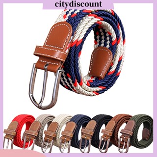 &lt;citydiscount&gt; เข็มขัดผ้าใบถัก หัวเข็มขัดโลหะ สําหรับผู้ชาย ผู้หญิง