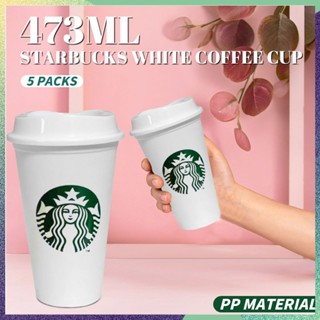 Starbucks แก้วกาแฟ ขวดน้ําพลาสติก 473 มล. สีขาว