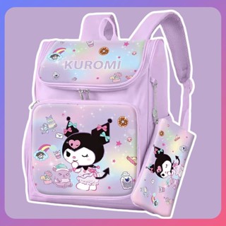 ☛ กระเป๋าเป้ Sanrio Gradient Melody Kuromi Cinnamoroll Printing School Bag Girl Student Backpack With Pencil Case Gift srlive