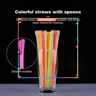 ✤ODL✤ Portable Scoop Straws - Safe BPA Free Plastic Material Random Color Straw ~