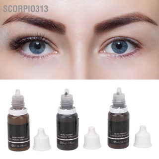 Scorpio313 3pcs Brow Microblading Pigments Black Light Dark Brown หมึกสักคิ้วสำหรับฝึกคนจริง 24ml