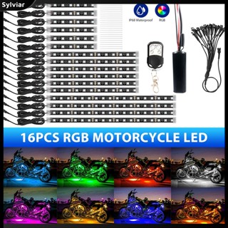 [sylviar] 16-in-1 ชุดแถบไฟ Led Rgb หลากสีสัน สําหรับรถจักรยานยนต์