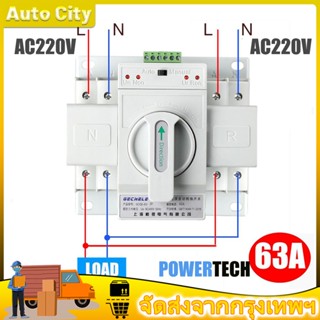 ATS Automatic Dual Power Transfer Switch 2P 63A สวิตซ์สลับแหล่งจ่ายไฟ อัตโนมัติ ระบบไฟฟ้าสำรอง MCB Type Dual Power