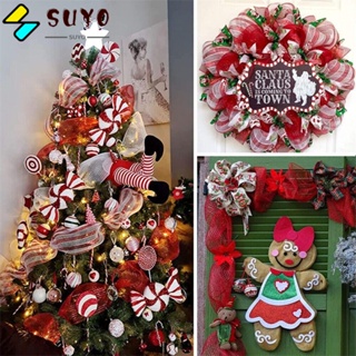 Suyo ริบบิ้นตาข่าย สีแดง และสีขาว สําหรับตกแต่งต้นคริสต์มาส DIY