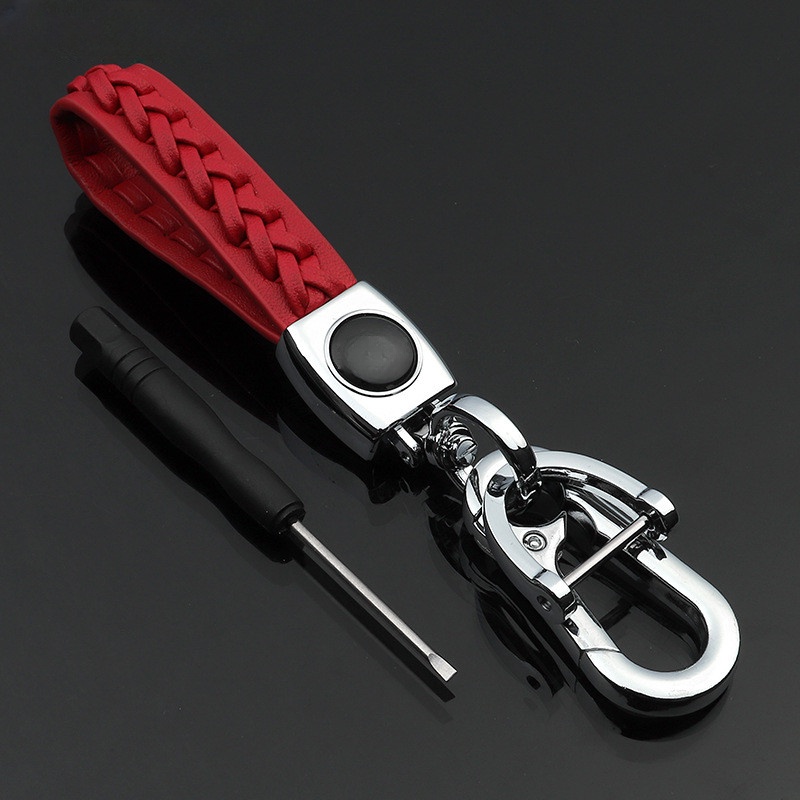 พวงกุญแจโลหะ หนังวัวแท้ สําหรับรถยนต์