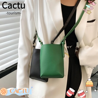 Cactu กระเป๋าถือ กระเป๋าสะพายไหล่ หนัง PU สีพื้น น้ําหนักเบา ใส่โทรศัพท์ได้ แฟชั่นสําหรับสตรี