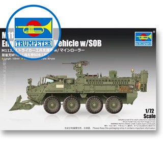 โมเดลรถทรัมเปเตอร์ 1/72 Stryker M1132 พร้อมพลั่ว SOB 07456