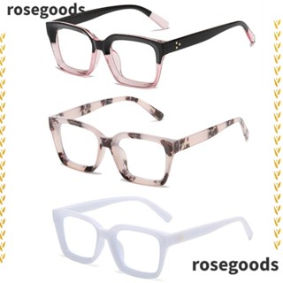 Rosegoods1 แว่นตาคอมพิวเตอร์ PC ป้องกันรังสียูวี เลนส์กระจกแบน ทรงสี่เหลี่ยม สีพื้น แฟชั่นสําหรับผู้ชาย