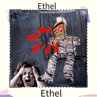 Ethel1 ฟิกเกอร์กรงนักโทษฮาโลวีน โครงกระดูกไฟฟ้า PP เซนเซอร์ตรวจจับการเคลื่อนไหว เรืองแสง สําหรับตกแต่งฮาโลวีน