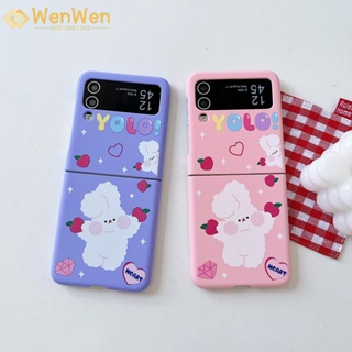 Wenwen เคสโทรศัพท์มือถือ ลายกระต่าย พีช แฟชั่น สําหรับ Samsung Z Flip5 Z Flip4 Z Flip3