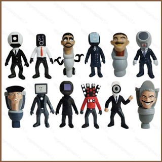 โมเดลตุ๊กตาฟิกเกอร์ Skibidi Toilet Action Figure Police Toilet Man Titan TV Man ของเล่นสําหรับเด็ก 12 ชิ้น