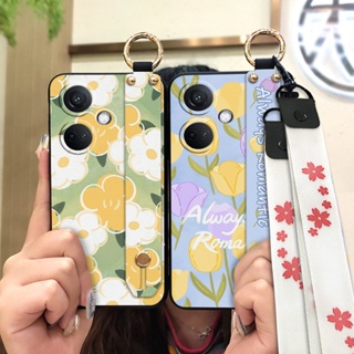 Dirt-resistant Fashion Design Phone Case For OPPO K11/OnePlus Nord CE3/1+Nord CE3 Oil Painting Wrist Strap protective ring