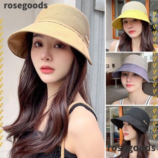 Rosegoods1 หมวกบักเก็ต ผู้ชาย ผู้หญิง กลางแจ้ง แบบพกพา ป้องกันรังสียูวี ปีกกว้าง หมวกกันแดด