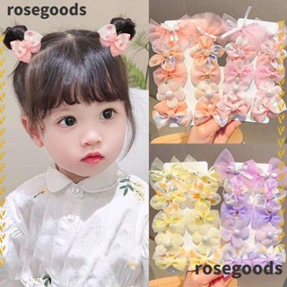 Rosegoods1 กิ๊บติดผม ผ้าตาข่าย รูปผีเสื้อ ปากเป็ดน่ารัก สําหรับเด็กผู้หญิง 10 ชิ้น