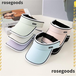 Rosegoods1 หมวกกันแดด ปีกกว้าง สีพื้น หมวกกันแดด ระบายอากาศ ป้องกันรังสียูวี ที่บังแดด กอล์ฟ