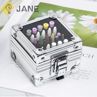 Jane กล่องเก็บดอกสว่าน อลูมิเนียม สีชมพู สําหรับตกแต่งเล็บ 25 ช่อง