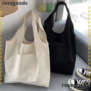 Rosegoods1 กระเป๋าช้อปปิ้งลําลอง ผ้าฝ้าย ผ้าแคนวาส จุของได้เยอะ