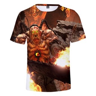 เสื้อยืด พิมพ์ลายเกมยิง Doom Eternal สไตล์สตรีท สําหรับผู้ชาย