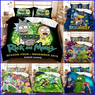 Gp1 Rick and Morty 2IN1 ชุดเครื่องนอน ผ้าปูที่นอน ปลอกหมอน ซักทําความสะอาดได้ สําหรับหอพัก PG1