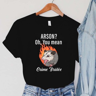 เสื้อยืด พิมพ์ลายสัตว์ Arson Oh You Mean Crime สไตล์ฮาราจูกุ วินเทจ