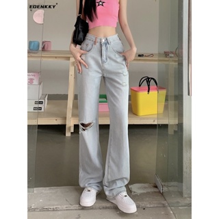 EOENKKY กางเกงขายาว กางเกงยีสน์ผู้หญิง ทรงหลวม ๆ ตรง Retro Hip Hop Pants 2023 NEW Style  สวยงาม ทันสมัย Stylish Beautiful A97L38R 36Z230909