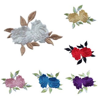 Rose Flower Leaves Embroidery Iron On Applique Patch Clearance sale