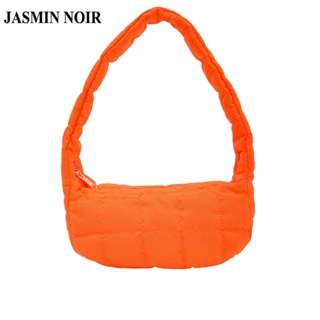 Jasmin NOIR กระเป๋าสะพายไหล่ กระเป๋าถือ ผ้าไนล่อน ลายสก๊อต สําหรับสตรี