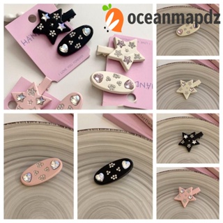 Oceanmapdz กิ๊บติดผม รูปดาวห้าแฉก, ปิ่นปักผม รูปไข่ คริสตัล ดาว, หัวใจน่ารัก สไตล์เกาหลี ขนาดเล็ก สําหรับผู้หญิง