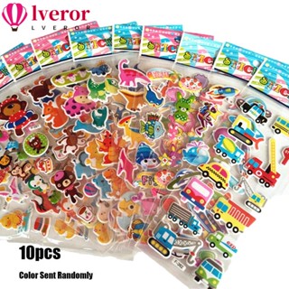 Lveror สติกเกอร์ ลายการ์ตูนคริสต์มาส สุ่มสี สําหรับตกแต่งสมุดภาพ 10 ชิ้น