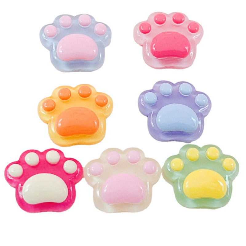 [2 #] Jibbitz Crocs กิ๊บติดผม แบบยางใส รูปอุ้งเท้าสุนัข อุ้งเท้าแมว แฮนด์เมด DIY อุปกรณ์เสริม สําหรับรองเท้า QP - รูปที่ 3