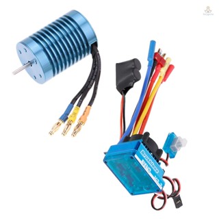 Funygame มอเตอร์ไร้แปรงถ่าน เซนเซอร์ 3650 4370KV 4P พร้อมตัวควบคุมความเร็วไฟฟ้า 45A ESC สําหรับรถบังคับ 1/10 Off-Road