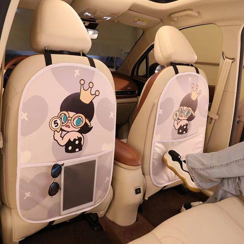 [Spot] Pop Mart Cartoon Vehicle Seat Protector Children's Cute Anti-Kick Pad Car Anti-Dirty Cushion Car Seat Protective Pad Leather Wearing Pad pQ0P