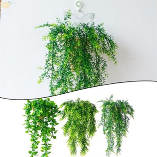 【VARSTR】Rustic Chic Hanging Rattan Plant Clock Lifelike Greenery for Your Home or Garden