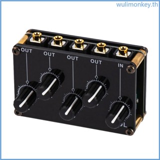 Wu เครื่องผสมเสียงสเตอริโอ 1-in4out AUX Passive Mixer 3 5 มม. ควบคุมระดับเสียง สัญญาณจากเครื่องเล่น