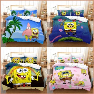 23 SpongeBob 3in1 ชุดเครื่องนอน ผ้าปูที่นอน ผ้าห่ม ผ้านวม หอพัก ซักทําความสะอาดได้ สะดวกสบาย ชุดนักเรียน บ้าน